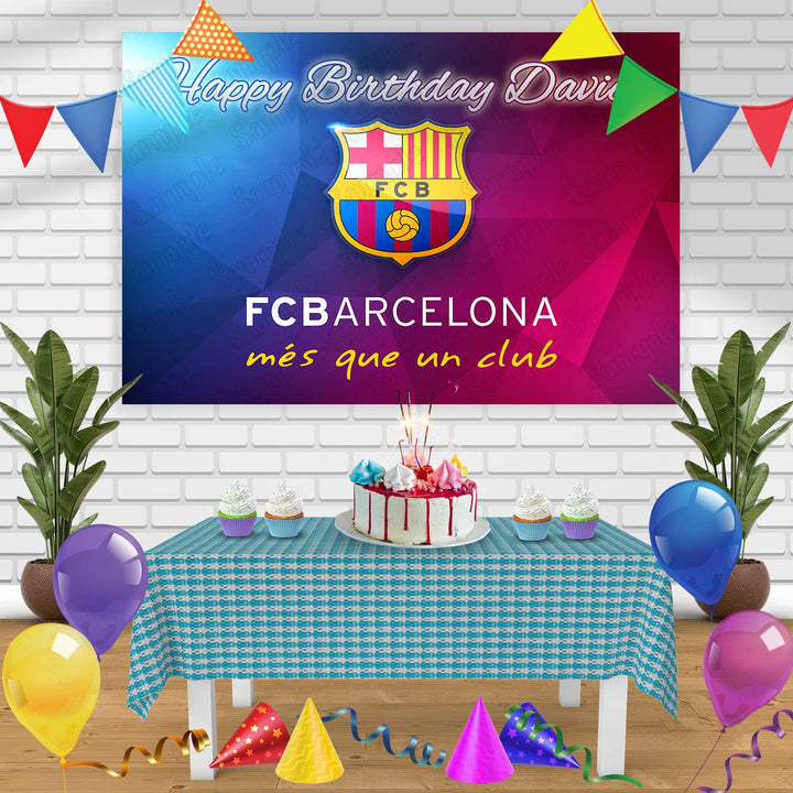 FC Barcelona Birthday Banner Personalized Party Backdrop Decoration
