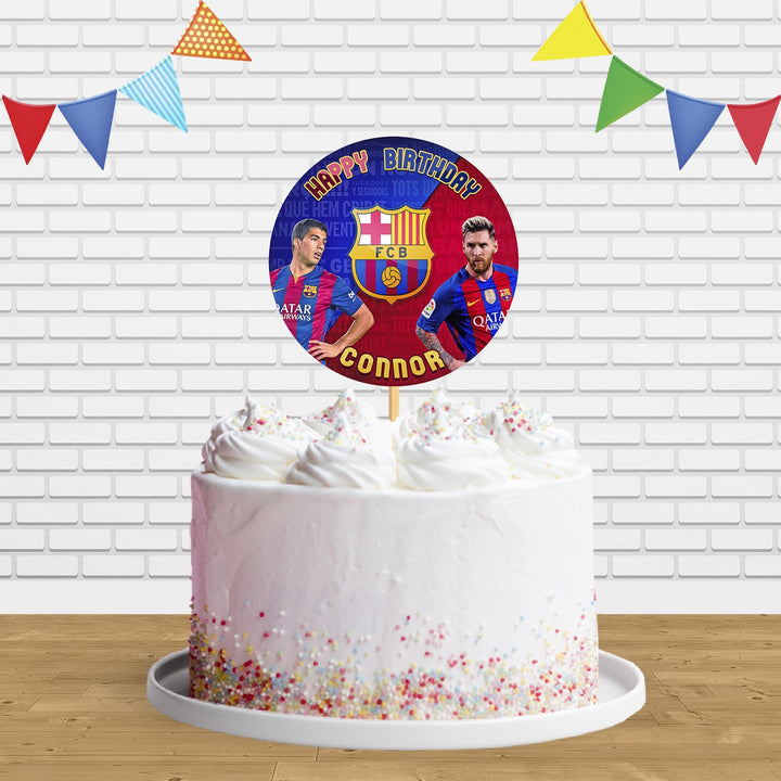 FC Barcelona Messi Suarez Cake Topper Centerpiece Birthday Party Decorations