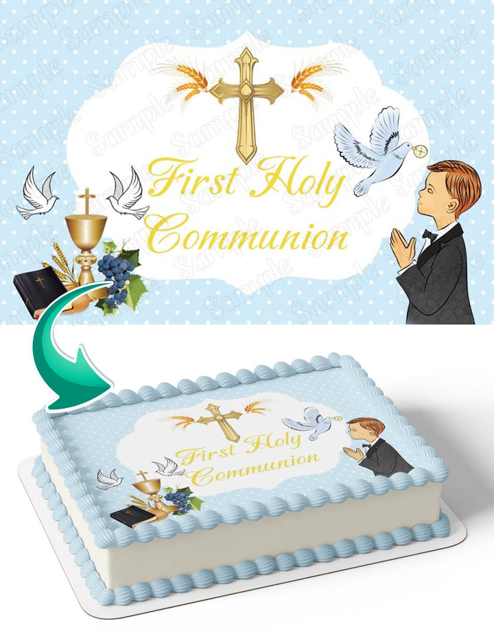 First Holly Communion Boy Edible Cake Toppers