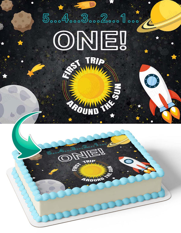 First Trip 1st Birthday Kids Baby Edible Cake Toppers