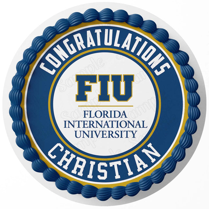 Florida International University FIU Edible Cake Toppers Round