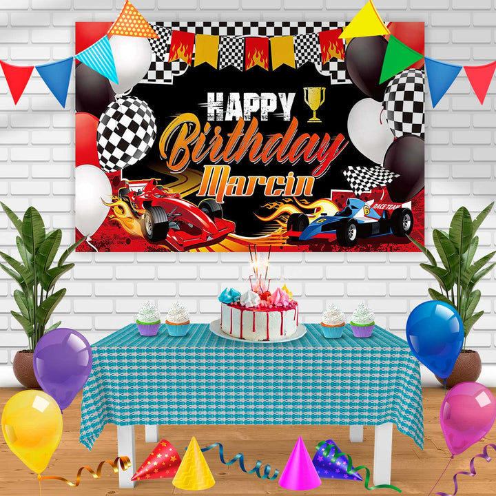 Formula 1 Speed Birthday Banner Personalized Party Backdrop Decoration