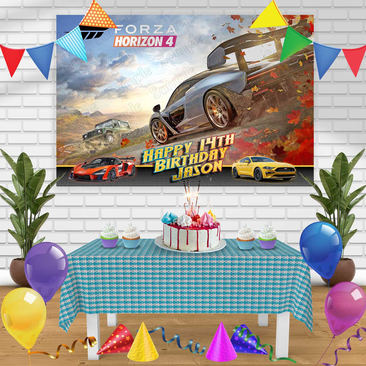 Forza Horizon 4 Birthday Banner Personalized Party Backdrop Decoration