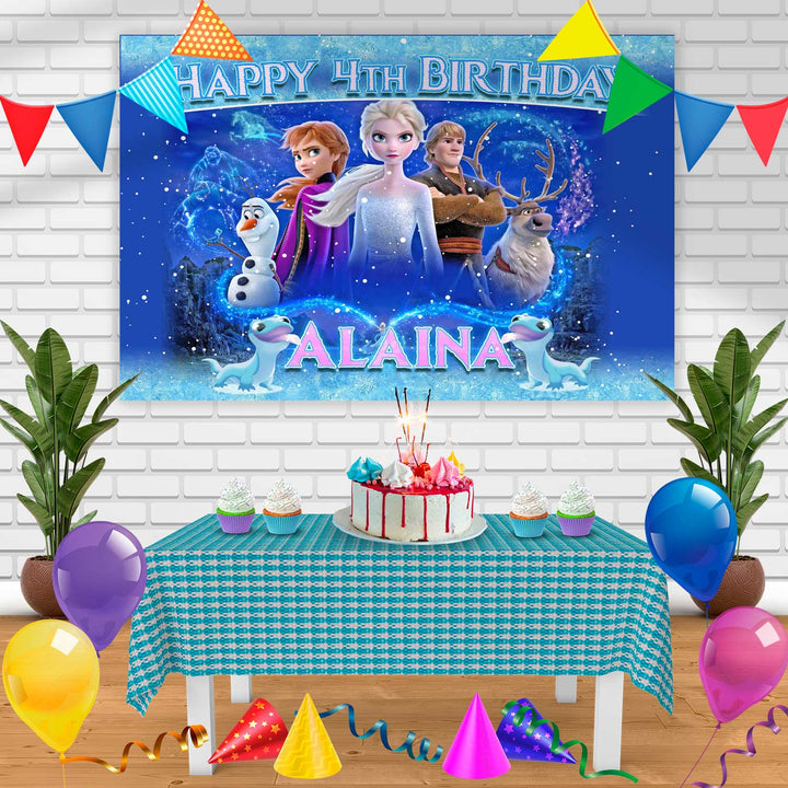 Frozen 2022 Birthday Banner Personalized Party Backdrop Decoration