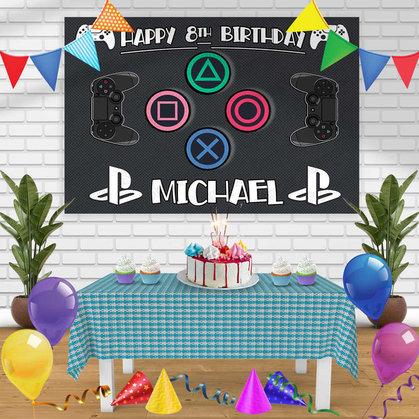 Gamer 2 Birthday Banner Personalized Party Backdrop Decoration