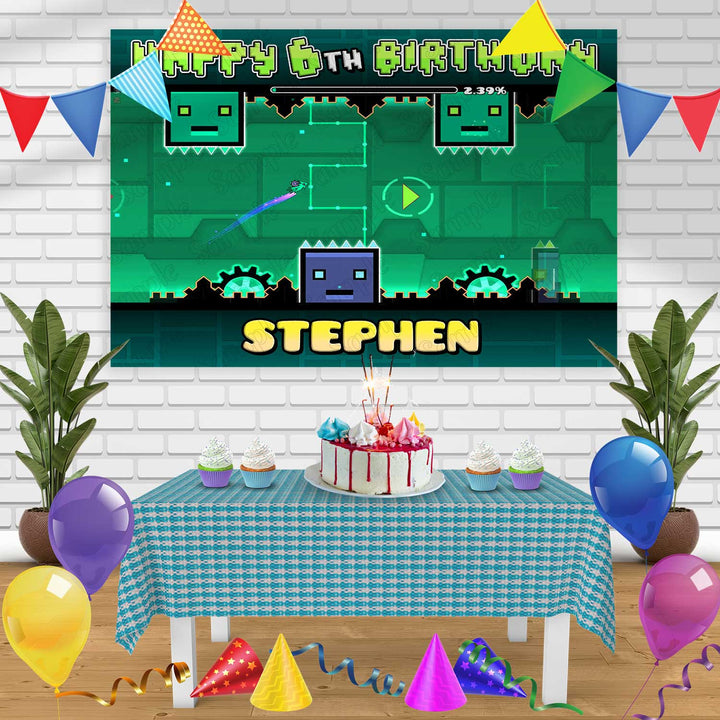 Geometry Dash Deadlock Birthday Banner Personalized Party Backdrop Decoration
