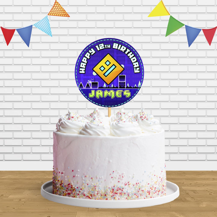 Geometry Dash Game Cake Topper Centerpiece Birthday Party Decorations