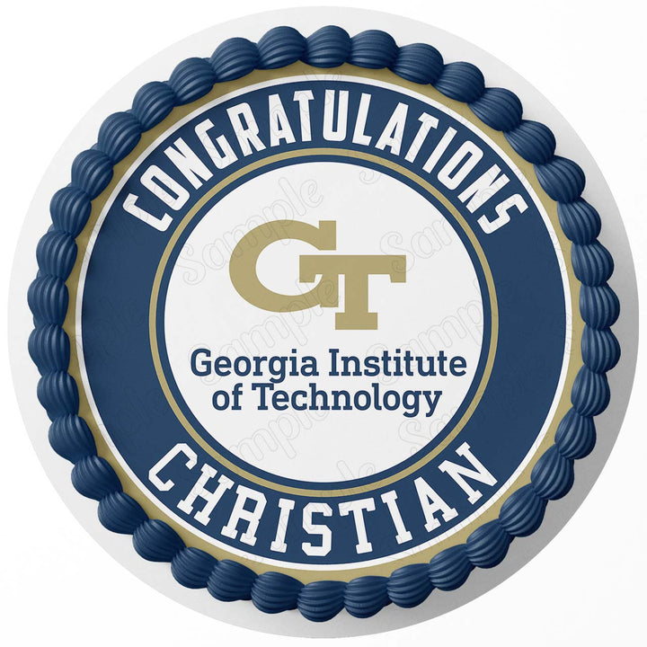 Georgia Institute of Technology Georgia Tech Edible Cake Toppers Round