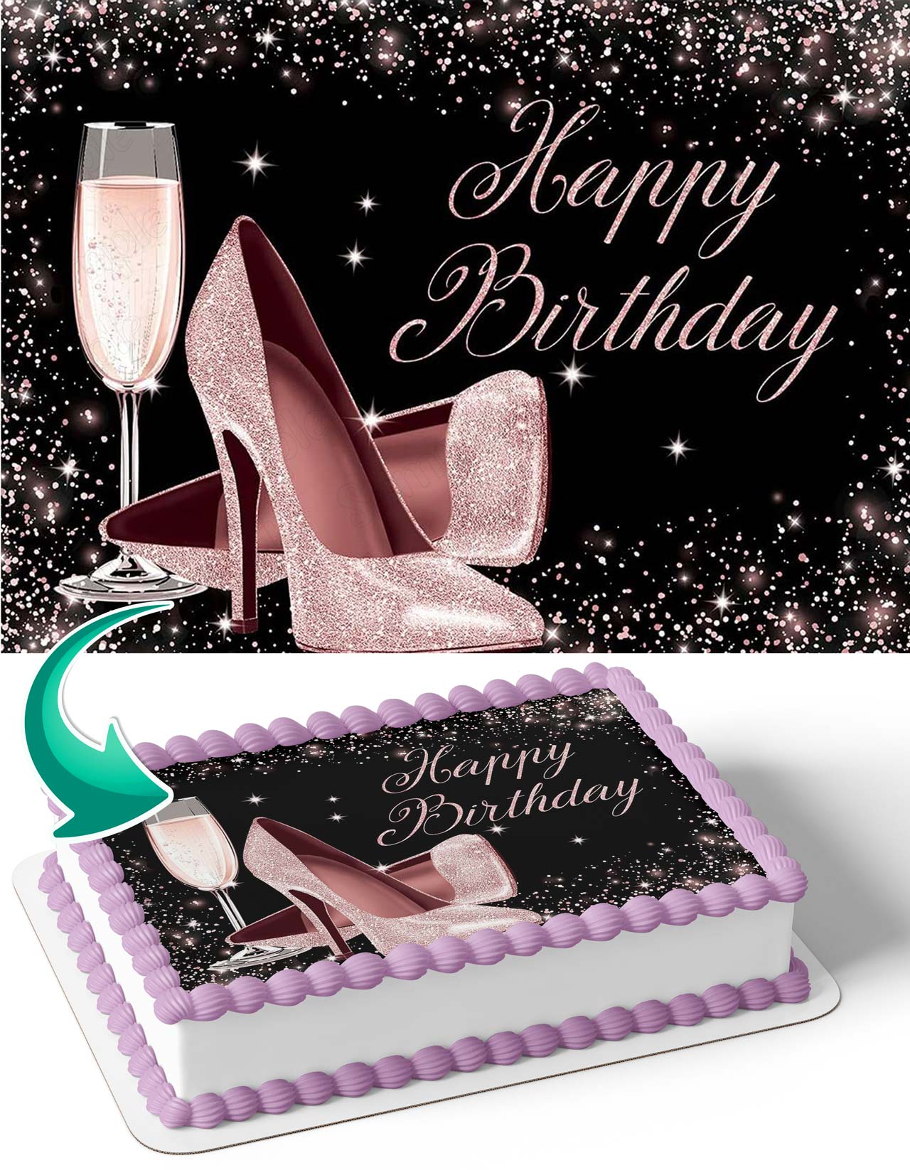 Cake Works - Hand-made fondant high-heel shoe cake topper on a birthday cake!  | Facebook