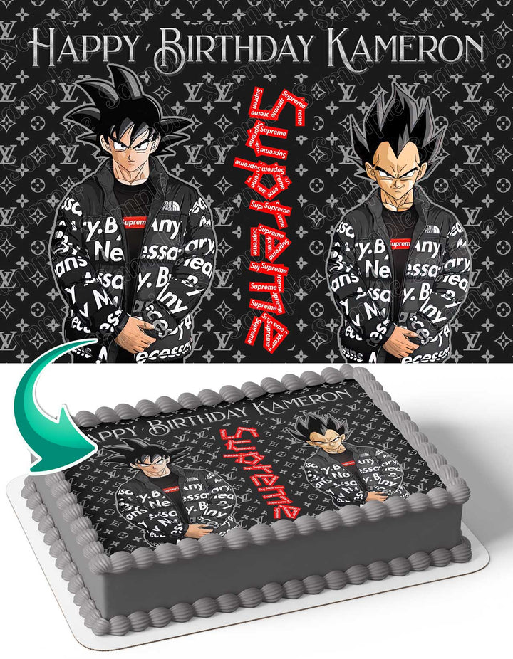 Goku Vegeta Louis Vuitton Supreme Nike Dragon Ball Edible Cake Toppers