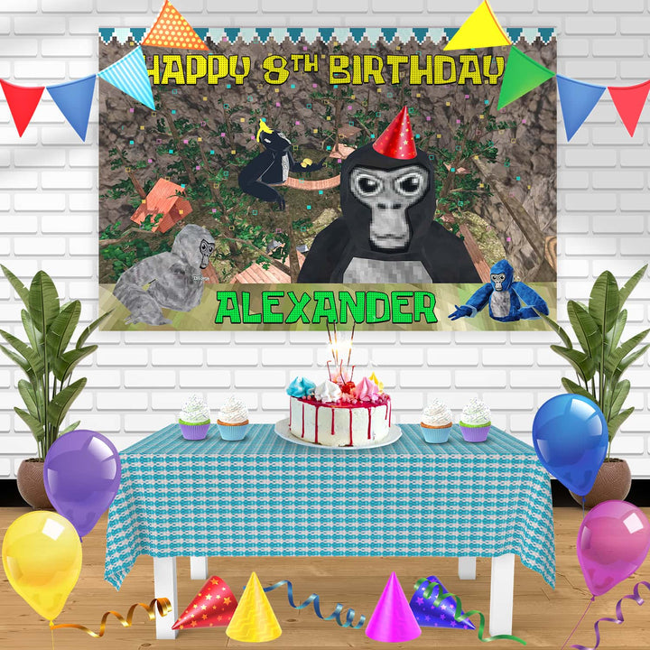 Gorilla Tag Birthday Banner Personalized Party Backdrop Decoration