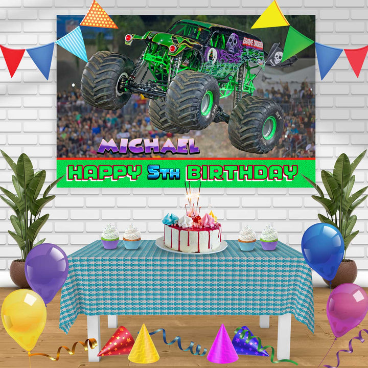 Grave digger Birthday Banner Personalized Party Backdrop Decoration