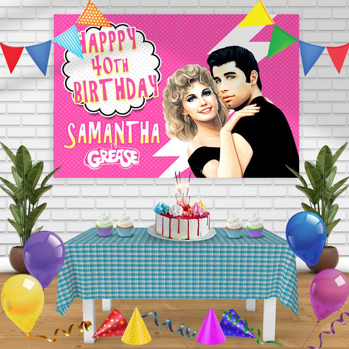 Grease 1978 Birthday Banner Personalized Party Backdrop Decoration