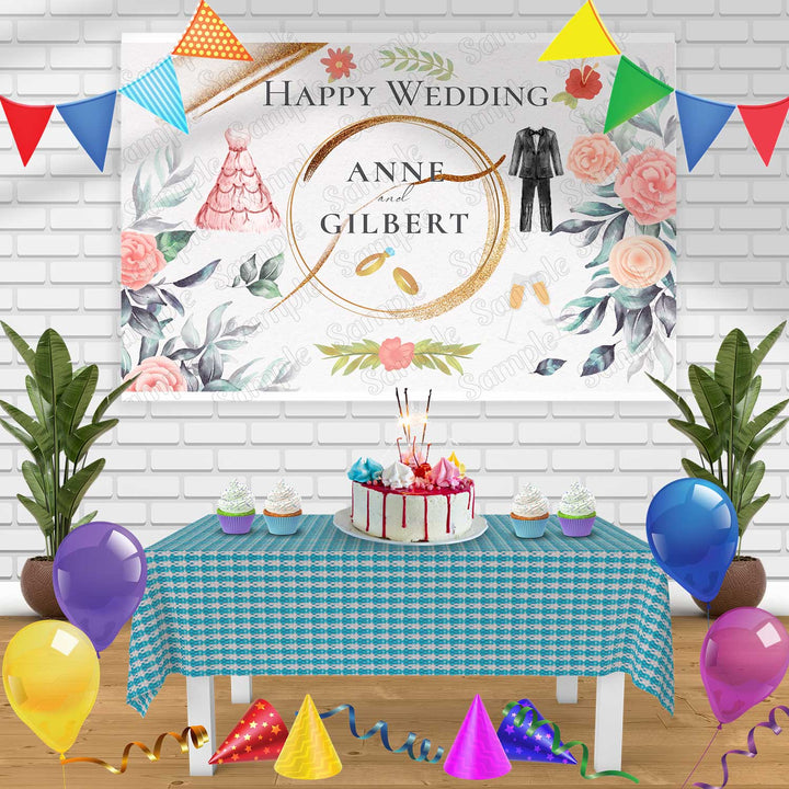 Grooms Wedding Anniversary Birthday Banner Personalized Party Backdrop Decoration