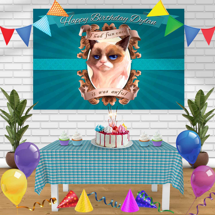 Grumpy Cat Birthday Banner Personalized Party Backdrop Decoration