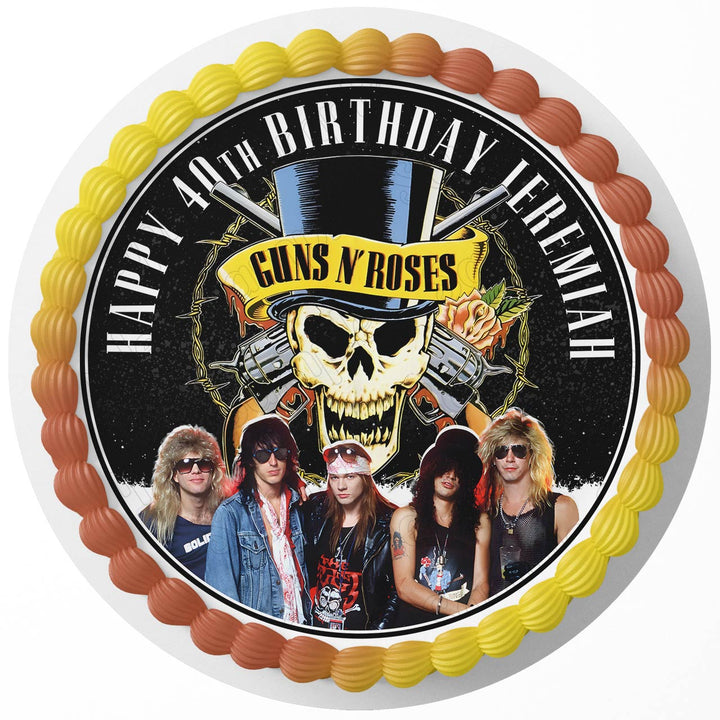 Guns N Roses Rd Edible Cake Toppers Round