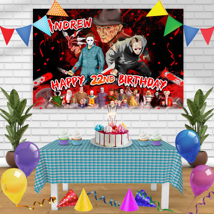 Halloween Horror Nights 2 Birthday Banner Personalized Party Backdrop Decoration
