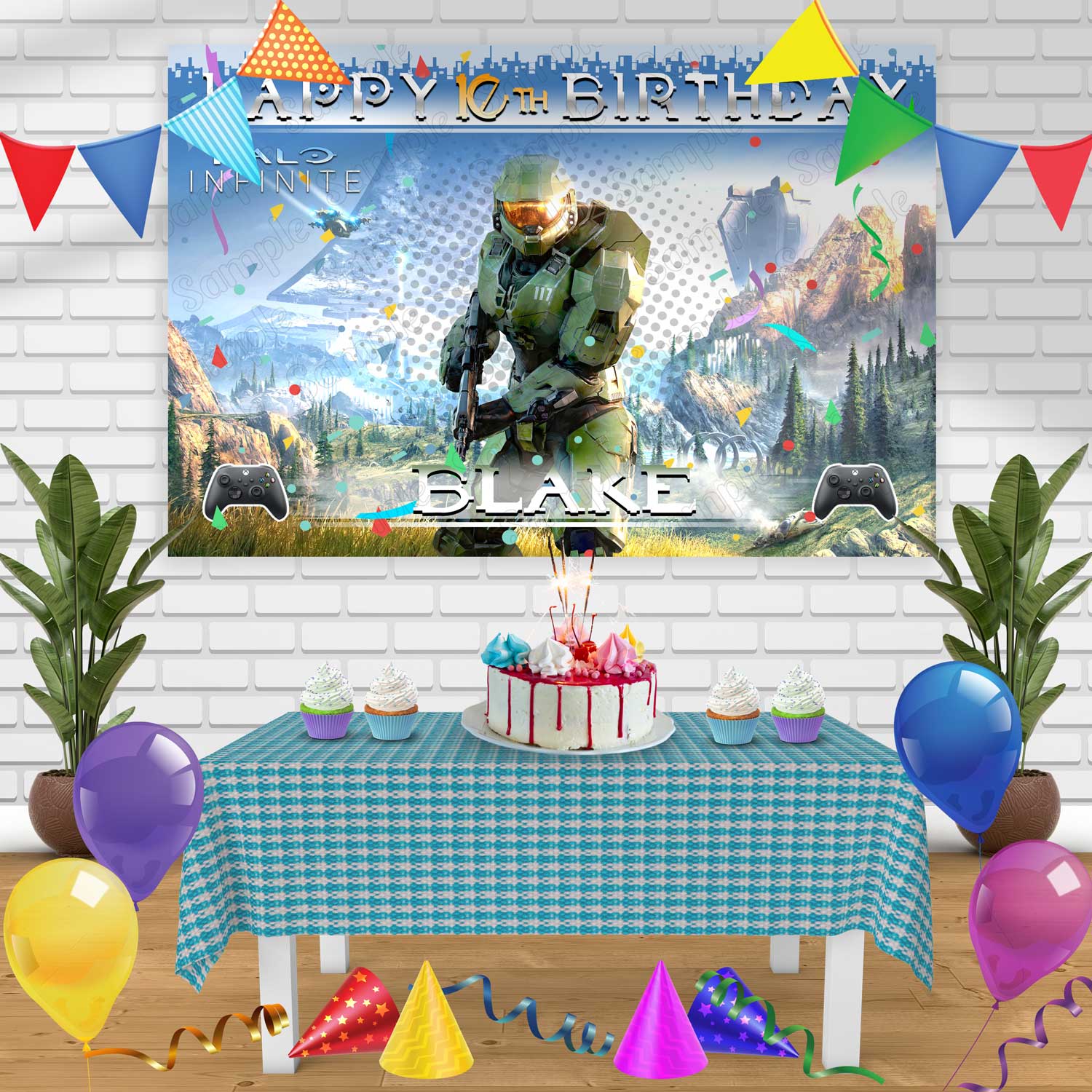 Halo Infinite Birthday Banner Personalized Party Backdrop Decoration ...