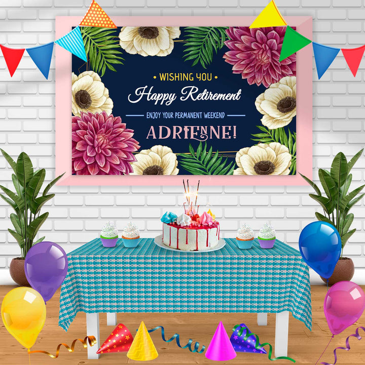 Happy Retirement Enjoy G Birthday Banner Personalized Party Backdrop Decoration