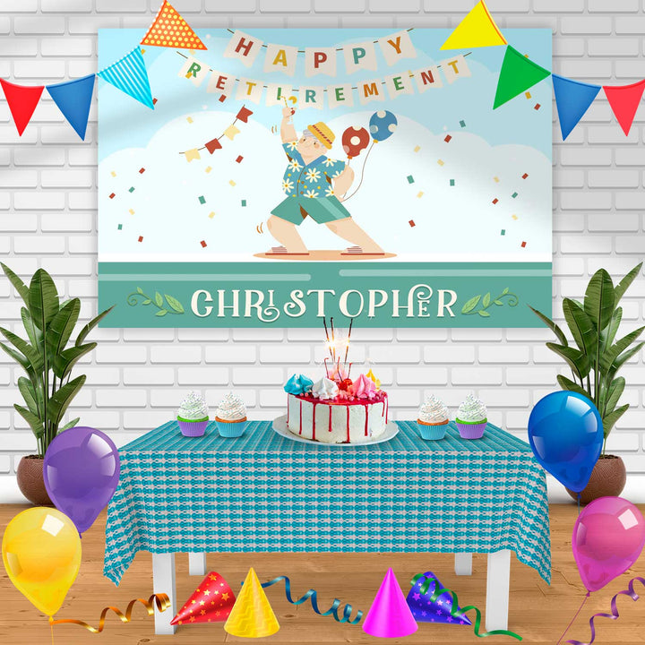 Happy Retirement M Birthday Banner Personalized Party Backdrop Decoration