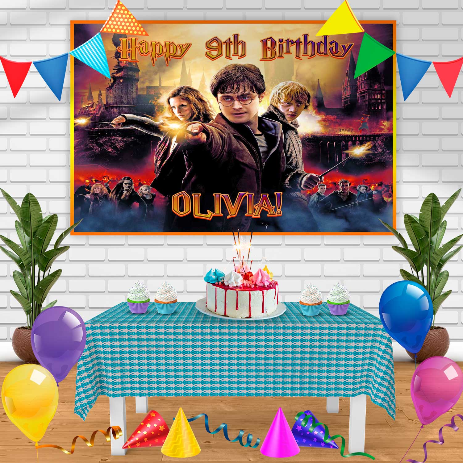 Harry Potter Bk Birthday Banner Personalized Party Backdrop Decoration ...