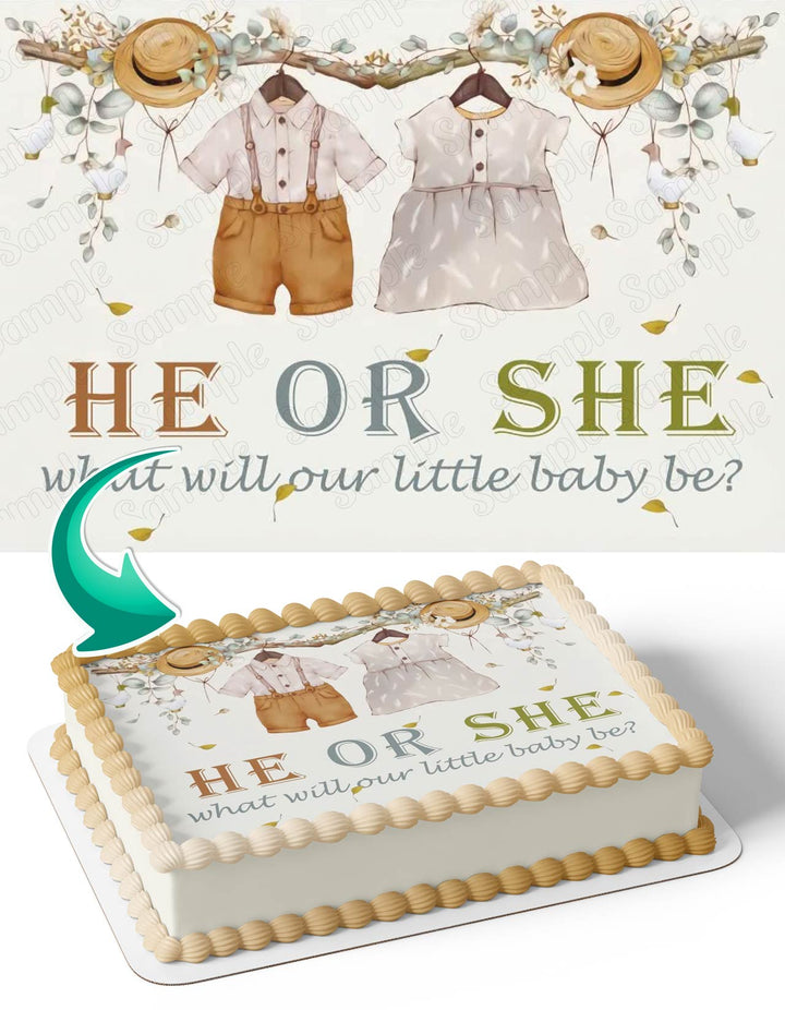 He Or She What Will Our Little Baby Be Edible Cake Toppers