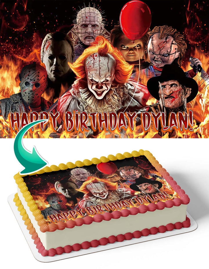 Horror Night Chucky Michael Myers Jason Freddy Penny Wise Edible Cake Toppers