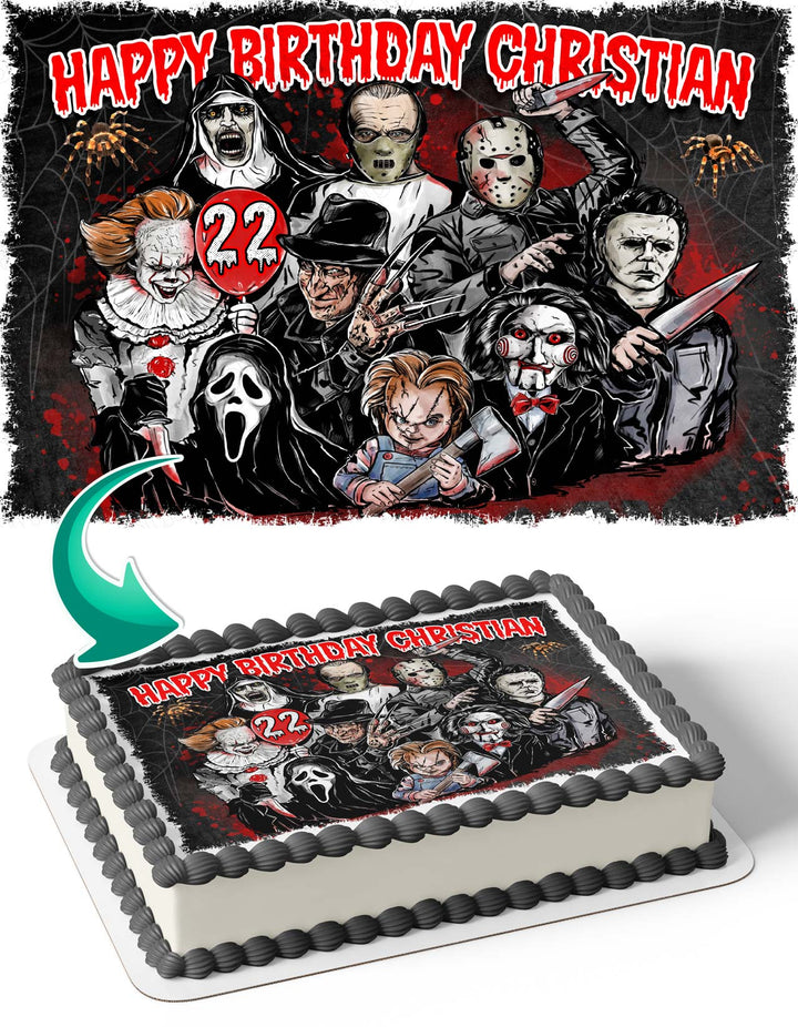 Horror Night Scary Friends Chucky Michael Myers Jason Freddy Penny Wise Edible Cake Toppers