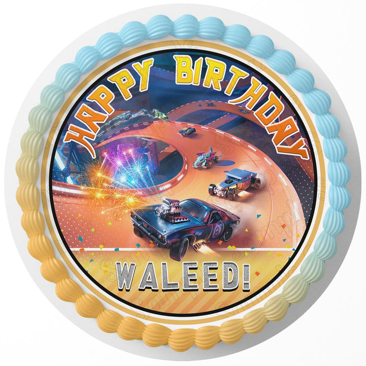 Hot Wheels Unlesged Rd Edible Cake Toppers Round