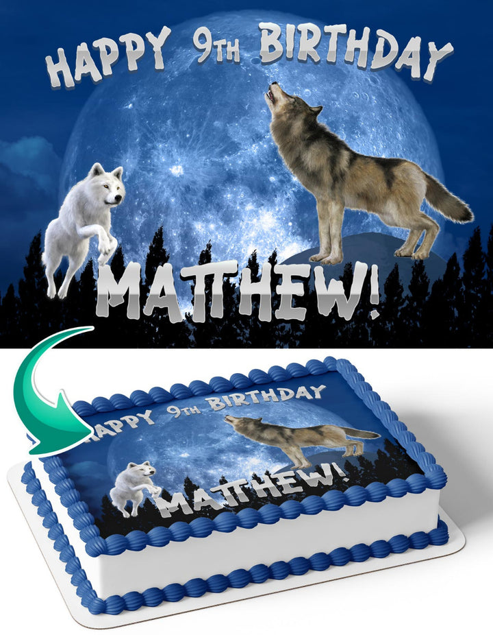 Howling Wolf Edible Cake Toppers
