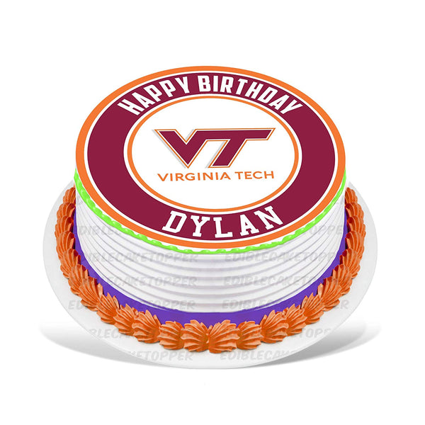 Virginia Tech Hokies Edible Cake Toppers Round