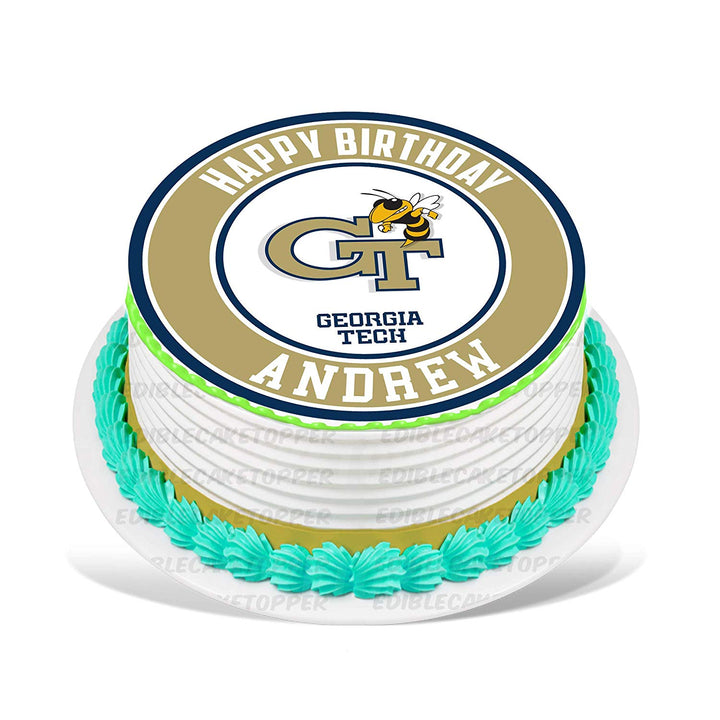 Georgia Tech Yellow Jackets Edible Cake Toppers Round