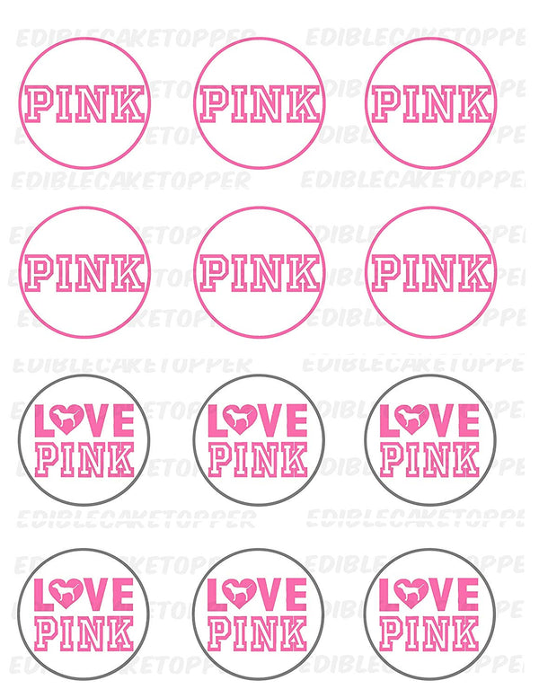 Love Pink Victoria Secret Edible Cupcake Toppers
