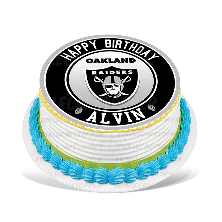 Oakland Raiders Edible Cake Toppers Round