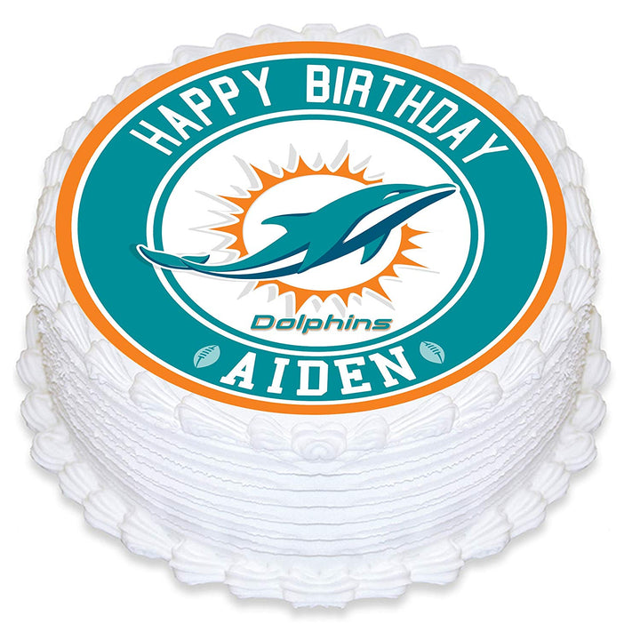 Miami Dolphins Edible Cake Toppers Round
