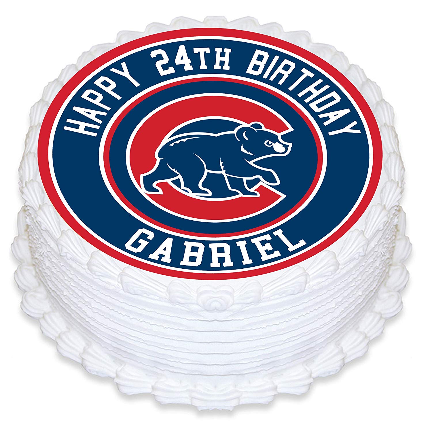 Round Cake with Piped Cubs Logo and Pinstripes — Trefzger's Bakery | Bakery  cakes, Cake, Cake recipes