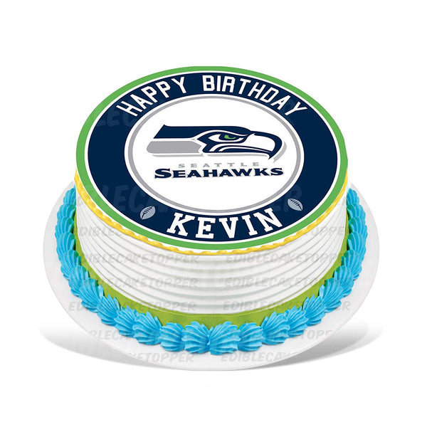 Seattle Seahawks Edible Cake Toppers Round