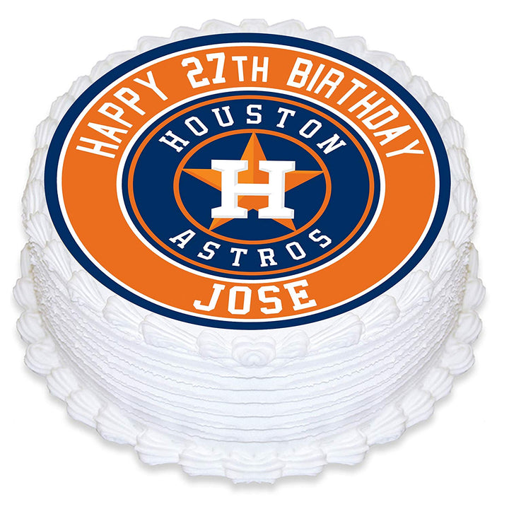 Houston Astros Baseball Edible Cake Toppers Round