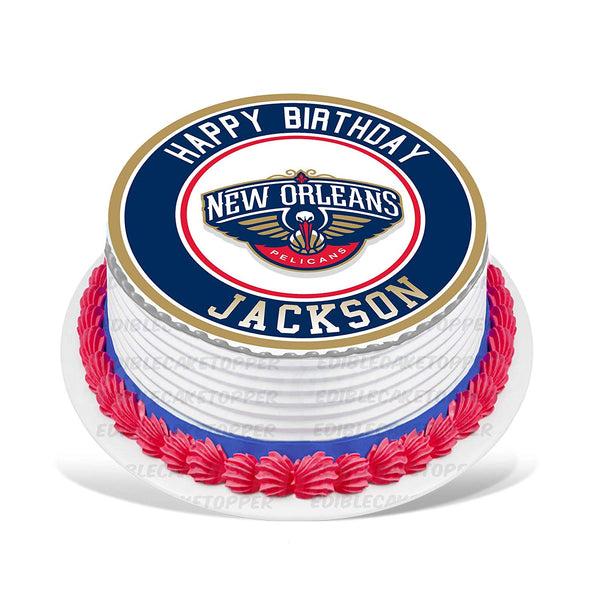 New Orleans Pelicans Edible Cake Toppers Round
