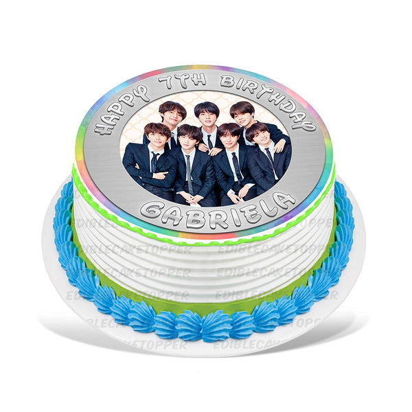 Bangtan Boys BTS Edible Cake Toppers Round