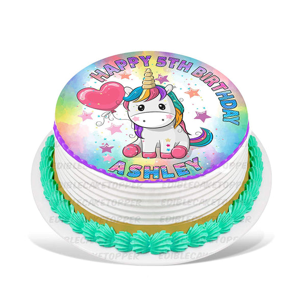 Pony Unicorn Edible Cake Toppers Round