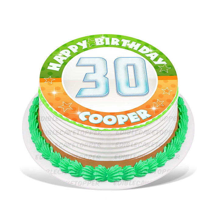Happy Birthday Boy Edible Cake Toppers Round