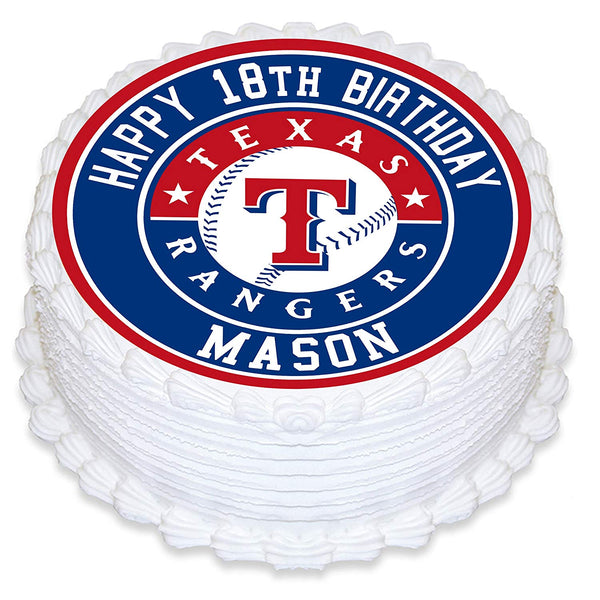 Texas Rangers Baseball Edible Cake Toppers Round