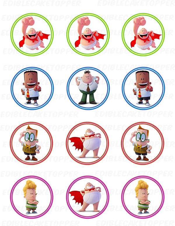 Captain Underpants Edible Cupcake Toppers