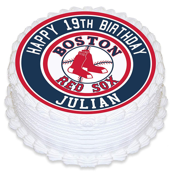 Boston Red Sox Baseball Edible Cake Toppers Round