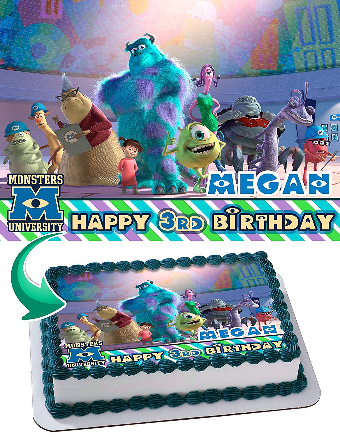 Monsters Inc Birthday Cake Topper Template Printable DIY | Bobotemp