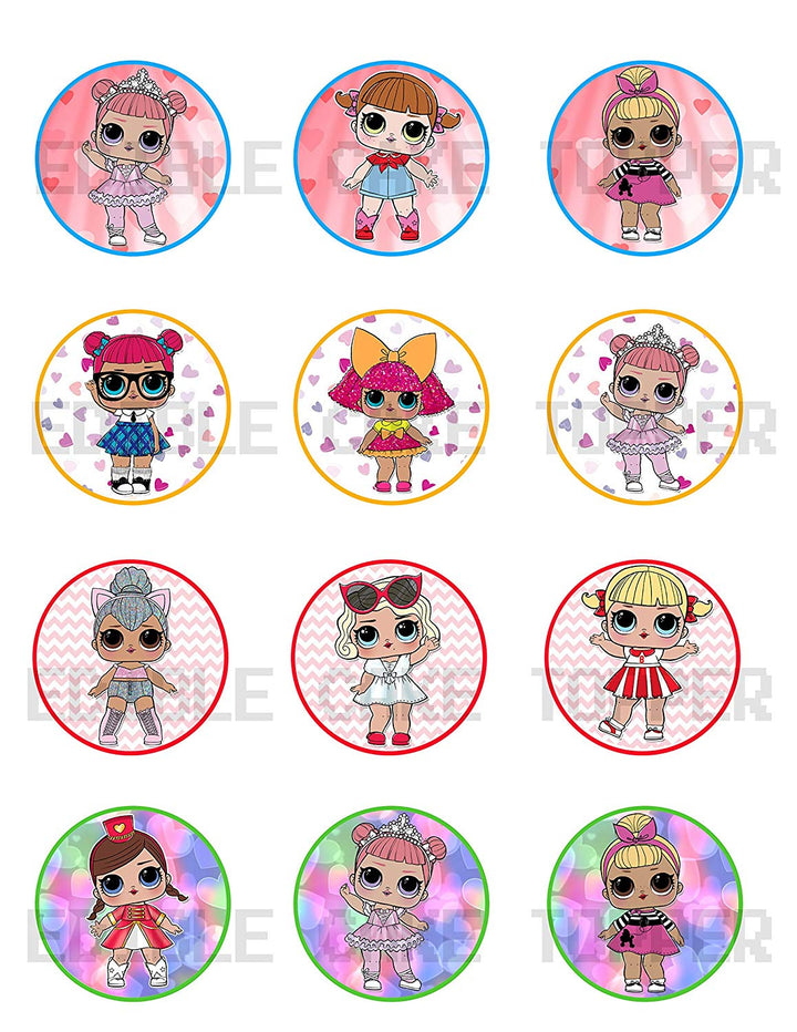 Surprise Dolls Edible Cupcake Toppers