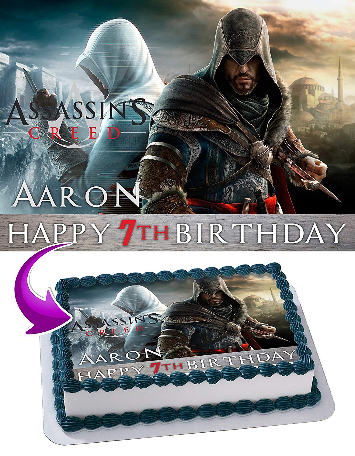 For A Young Man Who Turned 22 Assassins Creed 2 Is His Favorite Game To  Play Sponge With Raspberry Bavarois Filling Decoration Is All -  CakeCentral.com