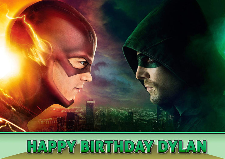 Flash vs Arrow Barry Oliver DC Comics Edible Cake Toppers