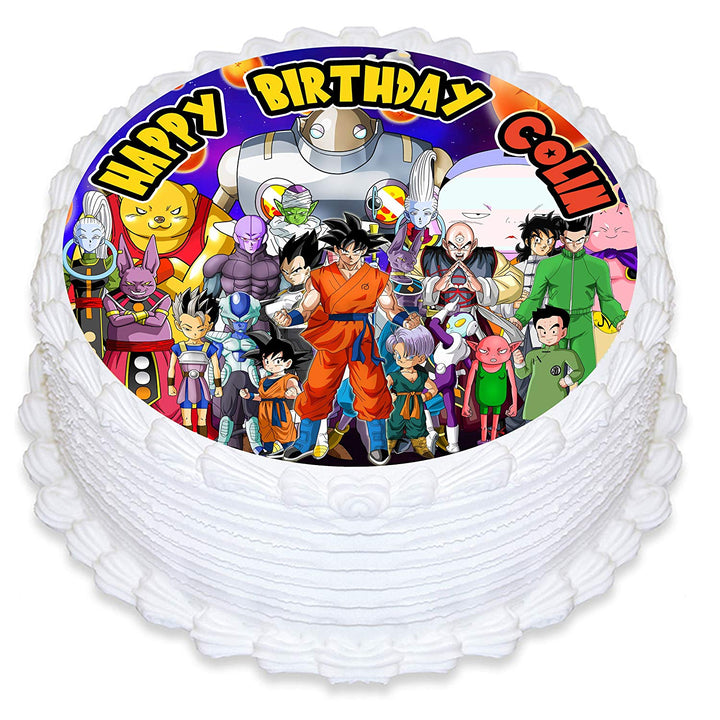 Dragon Ball Super Goku Vegeta Gohan Edible Cake Toppers Round
